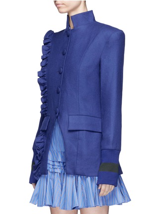 Front View - Click To Enlarge - MAGGIE MARILYN - 'Know Your Power' ruffle trim wool blazer