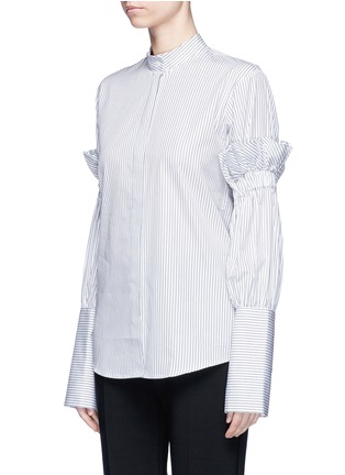 Front View - Click To Enlarge - MAGGIE MARILYN - 'You Can Change The World' ruffle stripe shirt