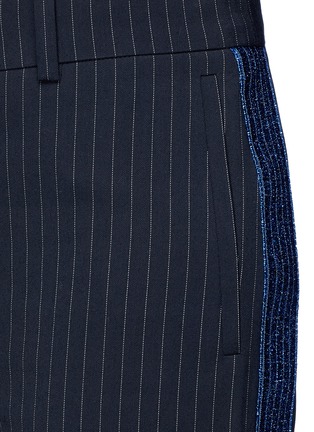 Detail View - Click To Enlarge - MIRA MIKATI - Metallic outseam wide leg pinstripe suiting pants