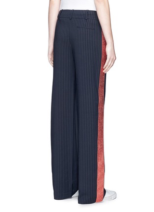 Back View - Click To Enlarge - MIRA MIKATI - Metallic outseam wide leg pinstripe suiting pants