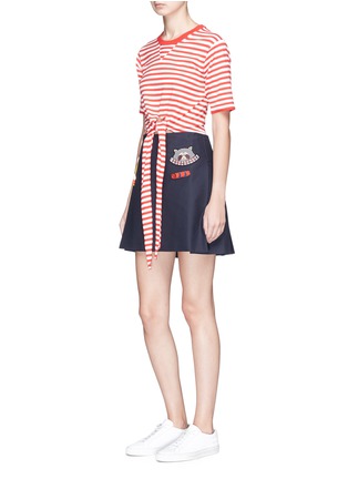 Figure View - Click To Enlarge - MIRA MIKATI - Scout patch pleated canvas wrap kilt skirt