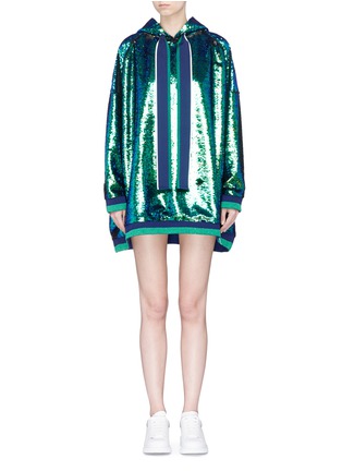 Main View - Click To Enlarge - MIRA MIKATI - Sequin hoodie dress