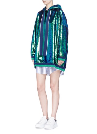Figure View - Click To Enlarge - MIRA MIKATI - Sequin hoodie dress