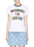 Main View - Click To Enlarge - MIRA MIKATI - 'FOREVER OR NEVER' slogan glitter appliqué T-shirt