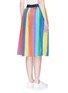 Back View - Click To Enlarge - MIRA MIKATI - Sequin patch rainbow stripe satin midi skirt