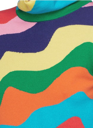 Detail View - Click To Enlarge - MIRA MIKATI - Rainbow wavy stripe Merino wool turtleneck sweater