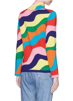 Back View - Click To Enlarge - MIRA MIKATI - Rainbow wavy stripe Merino wool turtleneck sweater