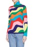 Front View - Click To Enlarge - MIRA MIKATI - Rainbow wavy stripe Merino wool turtleneck sweater