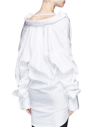 Back View - Click To Enlarge - STRATEAS CARLUCCI - 'Cliff' layered cuff V-neck pinstripe shirt