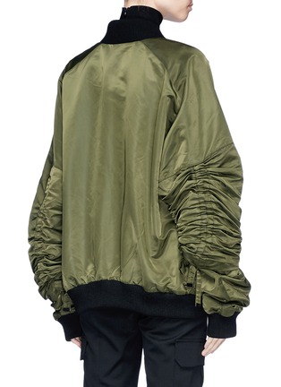 Back View - Click To Enlarge - STRATEAS CARLUCCI - 'Orchis Veil' ruched sleeve overlay oversized satin bomber jacket