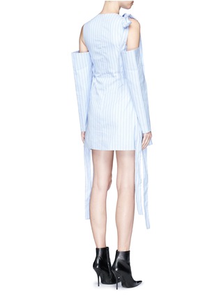 Back View - Click To Enlarge - STRATEAS CARLUCCI - 'Bulb' stripe cold shoulder shirt dress