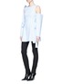 Figure View - Click To Enlarge - STRATEAS CARLUCCI - 'Bulb' stripe cold shoulder shirt dress