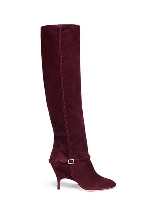 Main View - Click To Enlarge - ALCHIMIA DI BALLIN - 'Titan' belted chamois leather knee high boots