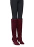 Figure View - Click To Enlarge - ALCHIMIA DI BALLIN - 'Titan' belted chamois leather knee high boots