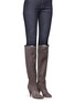 Figure View - Click To Enlarge - ALCHIMIA DI BALLIN - 'Dysnoma' stingray effect piping chamois leather knee high boots