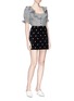 Figure View - Click To Enlarge - 74017 - 'Tuxedo' floral embroidered velvet mini skirt