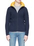 Main View - Click To Enlarge - ECOALF - 'Buxton' contrast hood cable knit jacket