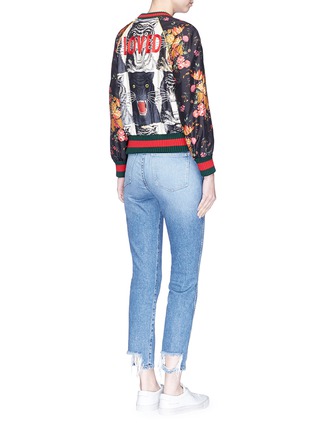 Figure View - Click To Enlarge - GUCCI - 'Loved' floral tiger print silk twill bomber jacket