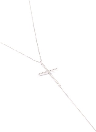 Figure View - Click To Enlarge - LYNN BAN - Diamond silver cross bar pendant necklace