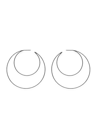 Main View - Click To Enlarge - LYNN BAN - 'Crescent Hoops' rhodium silver earrings