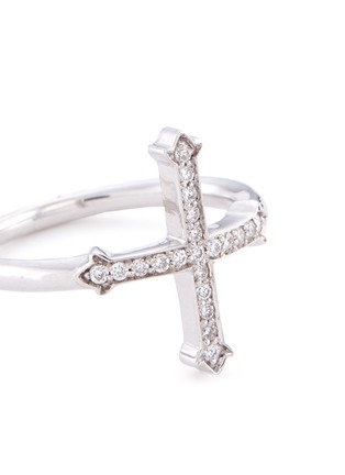 Detail View - Click To Enlarge - LYNN BAN - Diamond silver cross ring