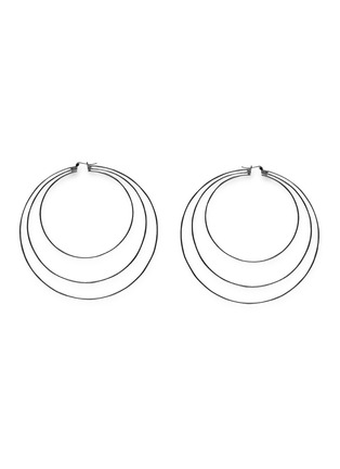 Main View - Click To Enlarge - LYNN BAN - 'Triple Hoops' rhodium silver earrings