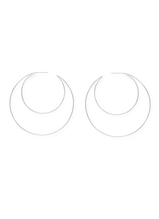 Main View - Click To Enlarge - LYNN BAN - 'Crescent Hoops' silver earrings