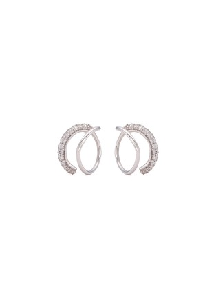 Main View - Click To Enlarge - LYNN BAN - Diamond silver coil hoop earrings