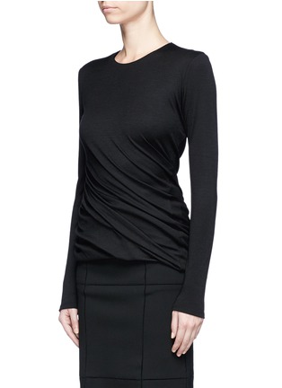 Front View - Click To Enlarge - THE ROW - 'Abinah' twisted mock wrap cashmere jersey top
