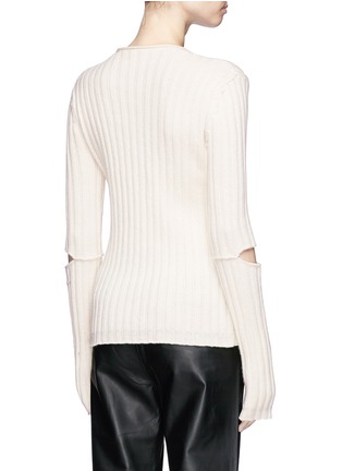 Back View - Click To Enlarge - HELMUT LANG - Cutout elbow wool rib knit sweater