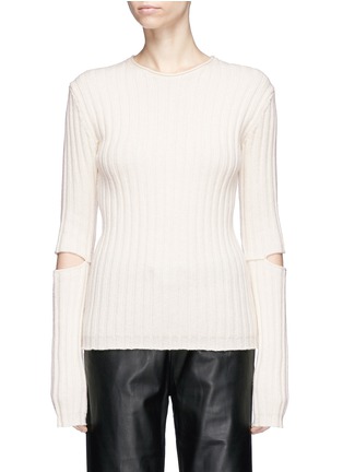 Main View - Click To Enlarge - HELMUT LANG - Cutout elbow wool rib knit sweater
