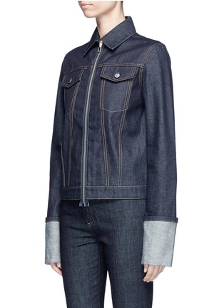 Front View - Click To Enlarge - HELMUT LANG - Fold up cuff zip denim jacket