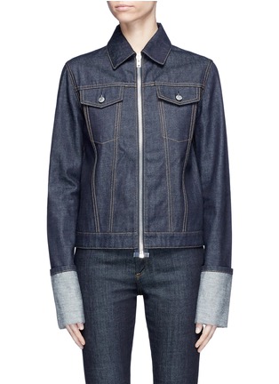 Main View - Click To Enlarge - HELMUT LANG - Fold up cuff zip denim jacket