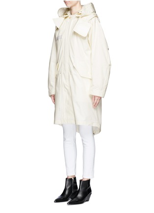 Front View - Click To Enlarge - HELMUT LANG - Detachable hair jacket poplin hooded parka