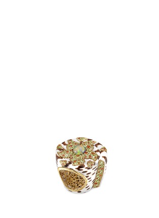 Main View - Click To Enlarge - JOHN HARDY - Diamond tsavorite sapphire 18k yellow gold shell opal ring