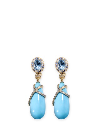 Main View - Click To Enlarge - JOHN HARDY - Diamond gemstone 18k yellow gold turquoise drop earrings