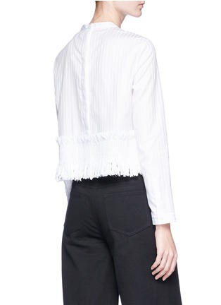 Figure View - Click To Enlarge - 73037 - Braided fringed hem pinstripe cotton twill top