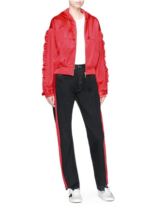 Figure View - Click To Enlarge - FORTE COUTURE - 'Barone Rosso' velvet outseam jeans