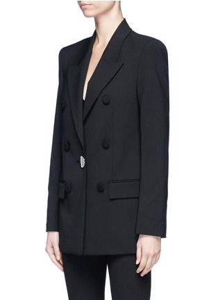 Front View - Click To Enlarge - ALEXANDER WANG - Layered lambskin leather sleeve suiting jacket