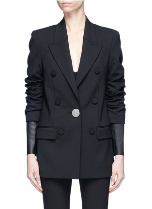 Main View - Click To Enlarge - ALEXANDER WANG - Layered lambskin leather sleeve suiting jacket