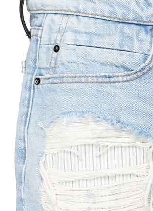 Detail View - Click To Enlarge - ALEXANDER WANG - Stripe pocket distressed denim shorts