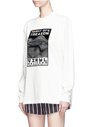 Front View - Click To Enlarge - ALEXANDER WANG - Graphic velvet flock oversized long sleeve T-shirt