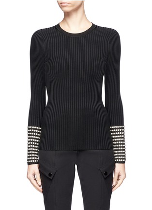 Main View - Click To Enlarge - ALEXANDER WANG - Strass embellished rib knit sweater