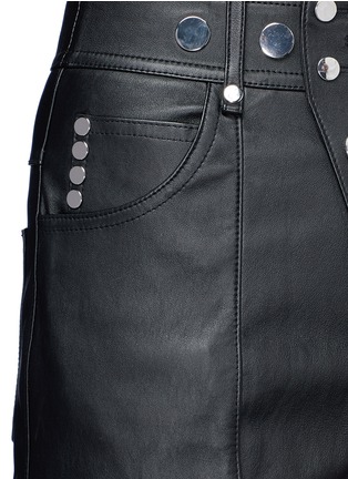 Detail View - Click To Enlarge - ALEXANDER WANG - High waist press stud lambskin leather mini shorts