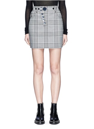 Main View - Click To Enlarge - ALEXANDER WANG - High waist press stud check plaid mini skirt
