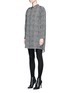 Front View - Click To Enlarge - ALEXANDER WANG - Cold shoulder houndstooth print oversized silk shirt dress