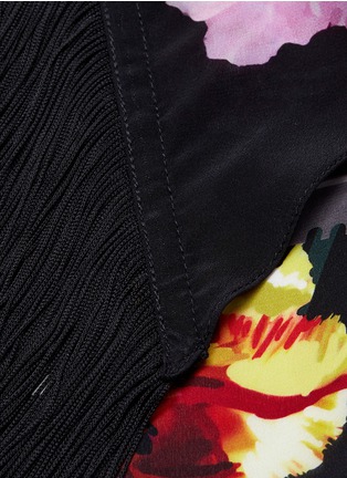 Detail View - Click To Enlarge - ROCKINS - 'Flora' print fringe classic skinny silk scarf