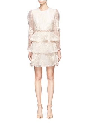 Main View - Click To Enlarge - ZIMMERMANN - 'Maples' embroidered tiered silk organza dress