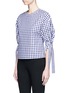 Front View - Click To Enlarge - ROSETTA GETTY - Tie sleeve gingham check shirting top