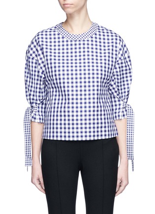 Main View - Click To Enlarge - ROSETTA GETTY - Tie sleeve gingham check shirting top